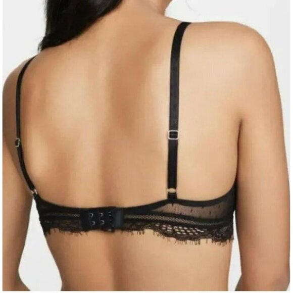 Thistle and Spire Amore Wired Bralette Sheer Lacy Scalloped Edges Black XS NWT - Picture 2 of 6